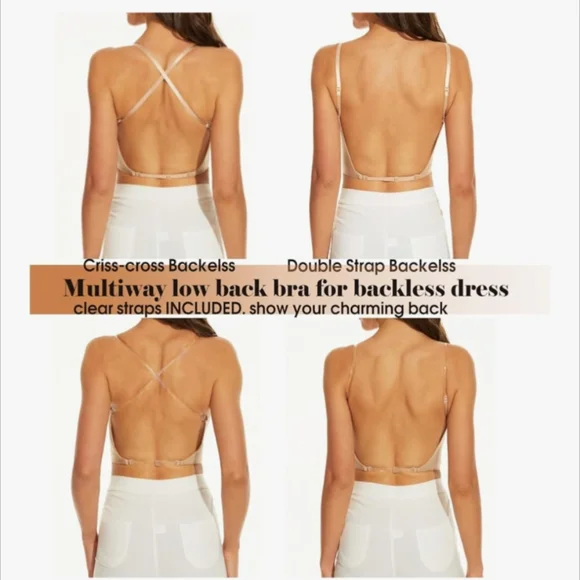 Sealsea Convertible Deep Plunge Low Back Beige Bra Size 36C - Picture 3 of 15